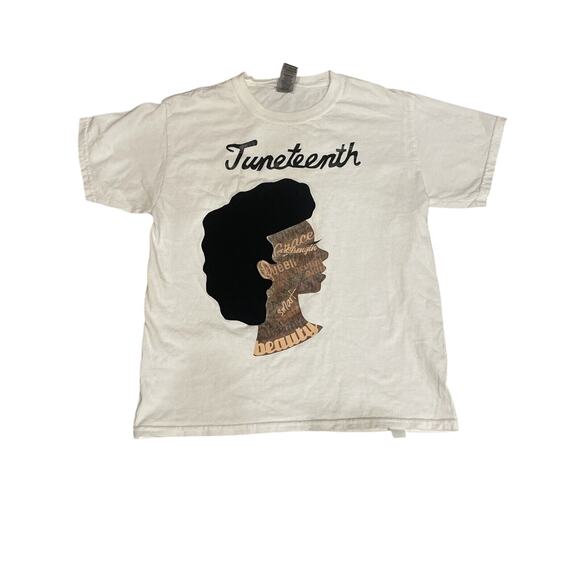 Girls Graphic Print T Shirt Youth Medium Juneteenth White Tee Casual - Picture 1 of 6